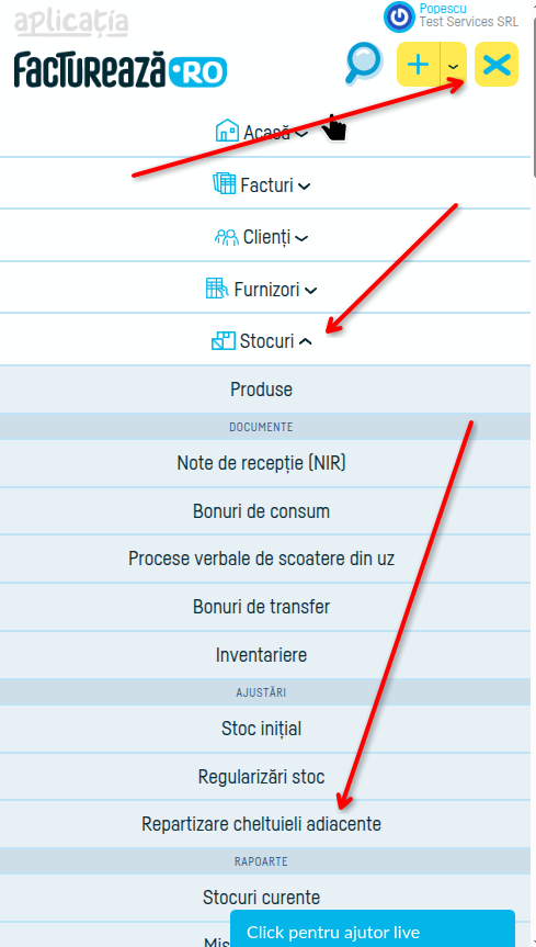 Nota de repartizare a cheltuielilor adiacente - pasul 1