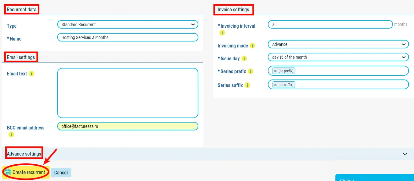 How do I add a recurrent? - step 2