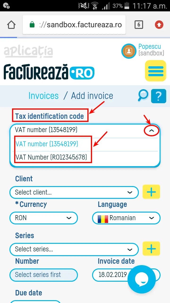 Adding VAT on intracommunity(EU) invoice - step 2