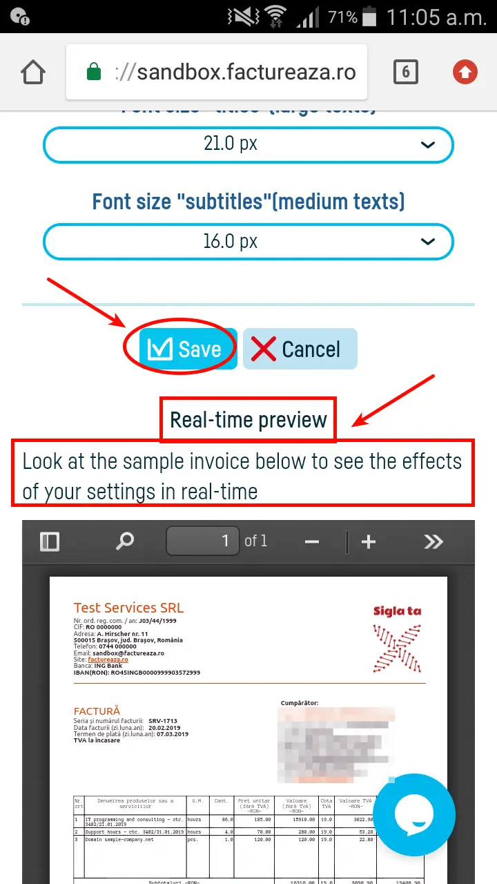 How do I change the appearance of an invoice? - step 8
