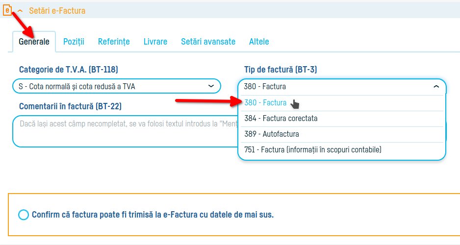 Cum stornezi sau corectezi efactura - pasul 3