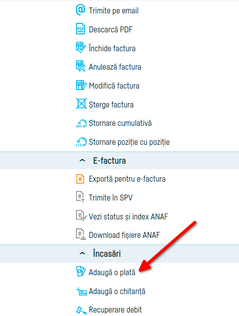 Cum adaug o plată pe factură - pasul 6