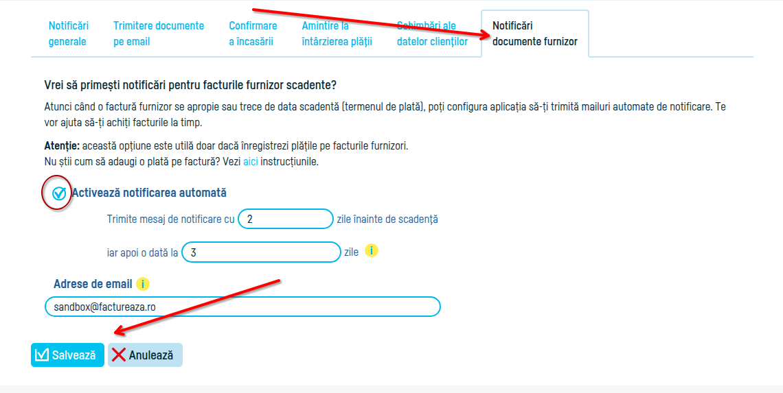 Notificări automate pentru scadenta facturilor furnizor - pasul 3