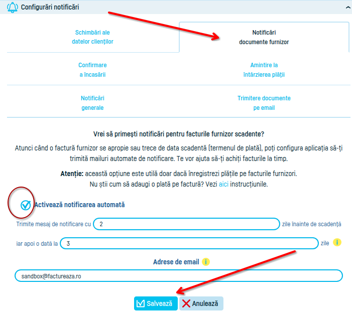 Notificări automate pentru scadenta facturilor furnizor - pasul 3