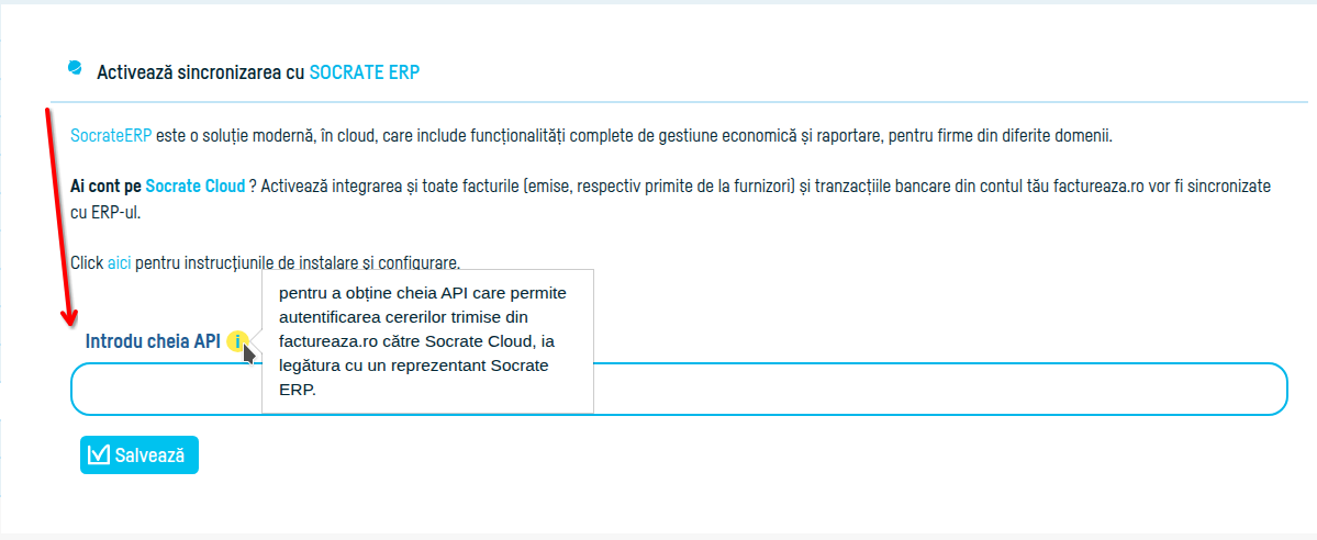 Cum activezi și configurezi integrarea cu Socrate ERP - pasul 2