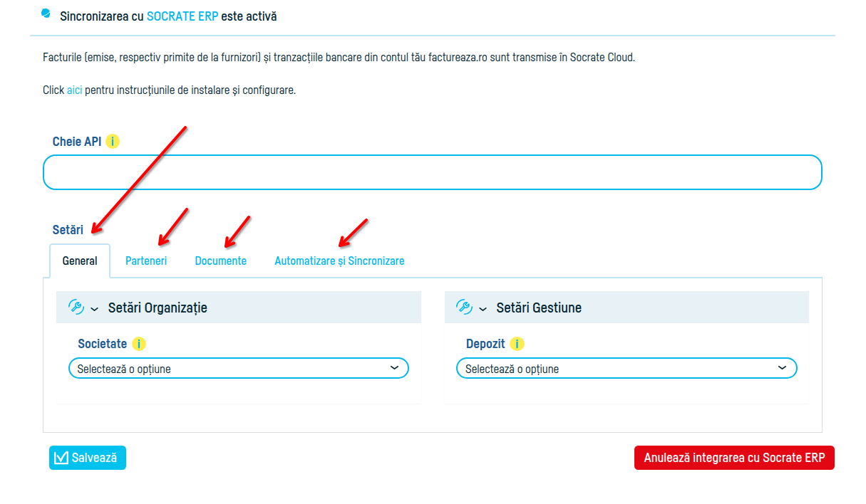 Cum activezi și configurezi integrarea cu Socrate ERP - pasul 3