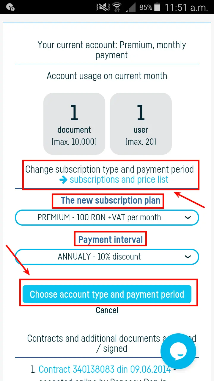 How to change subscription type and payment period? - step 5