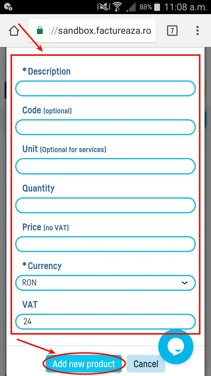 How do I add a new product / service? - step 3