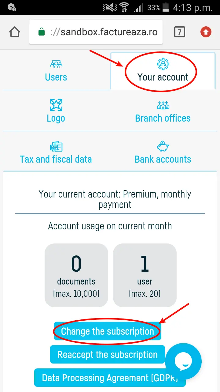 How do I switch to a free subscription? - step 3