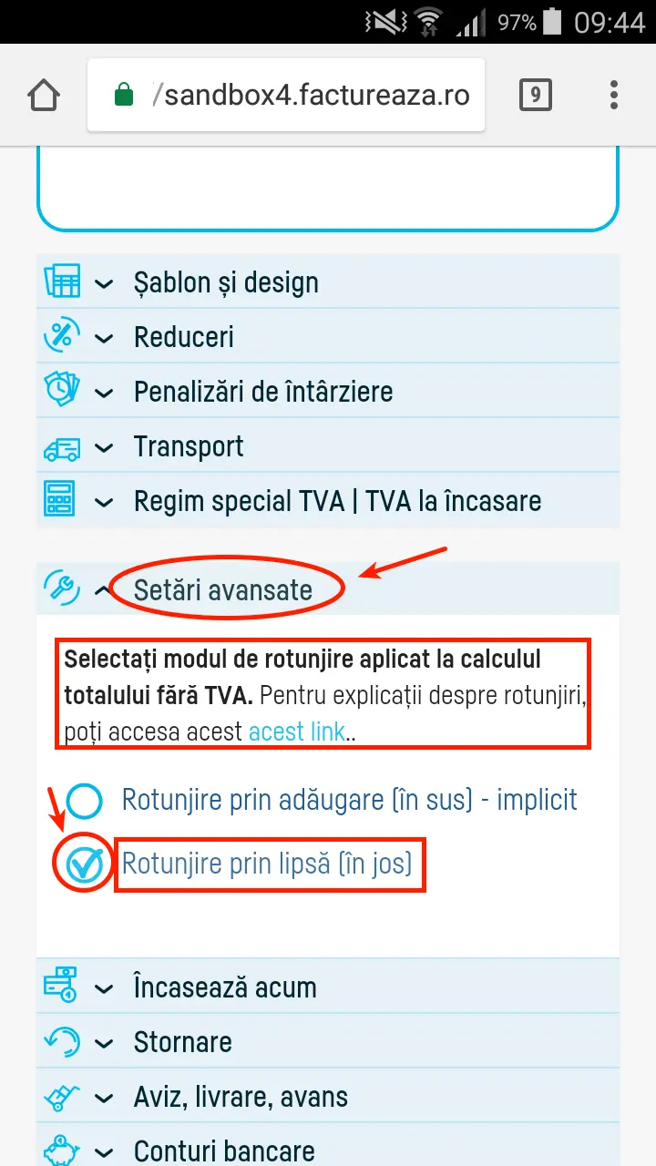 Modalitate de rotunjire la calculul totalului fără TVA - pasul 1