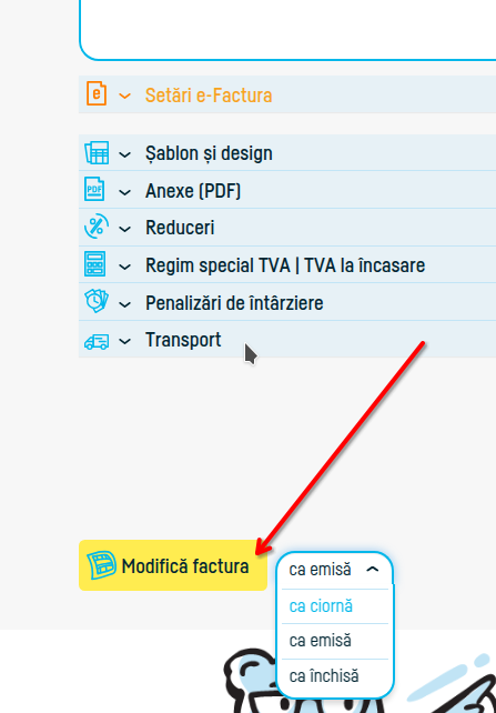 Cum pot schimba datele de pe o factură salvată? - pasul 5