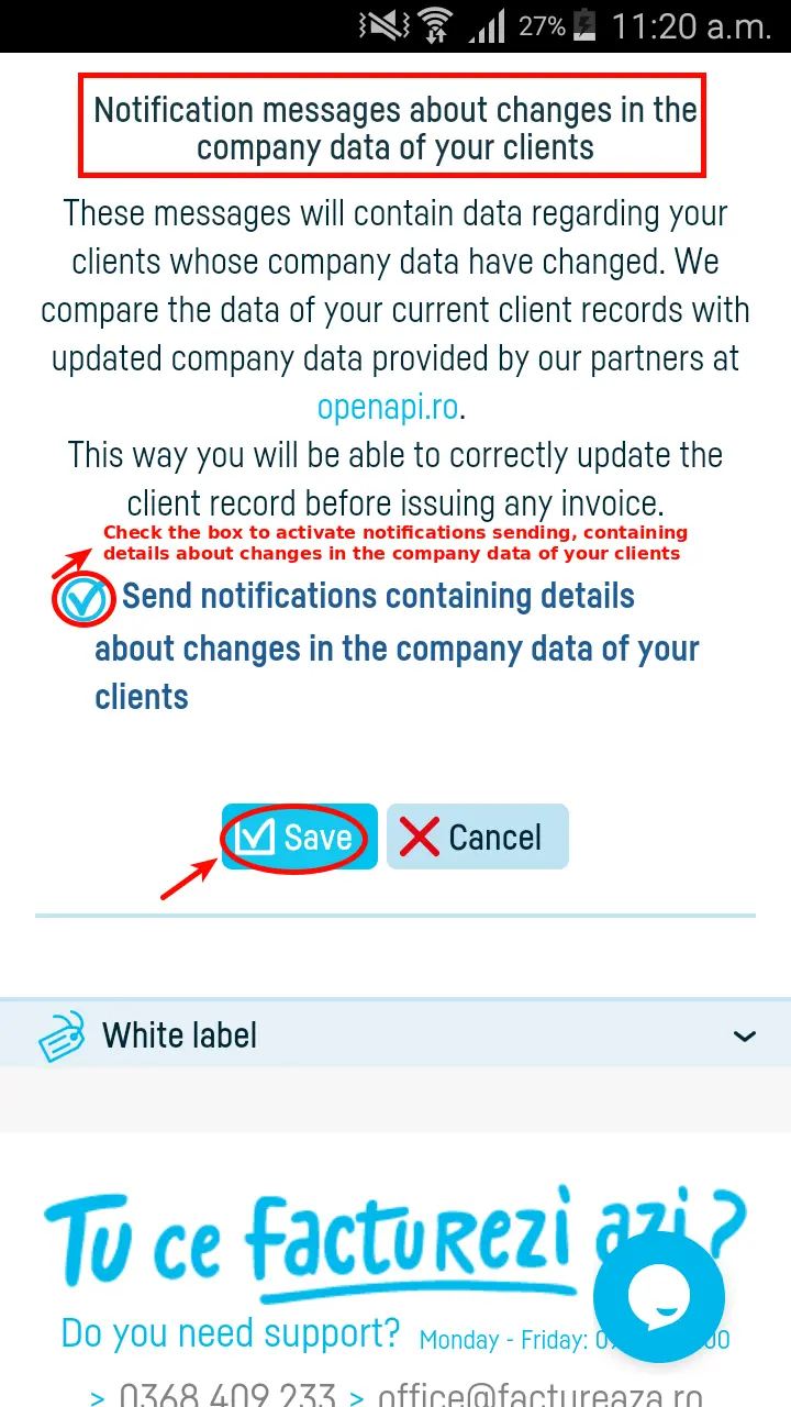 Notifications about changes in your client's data - step 3