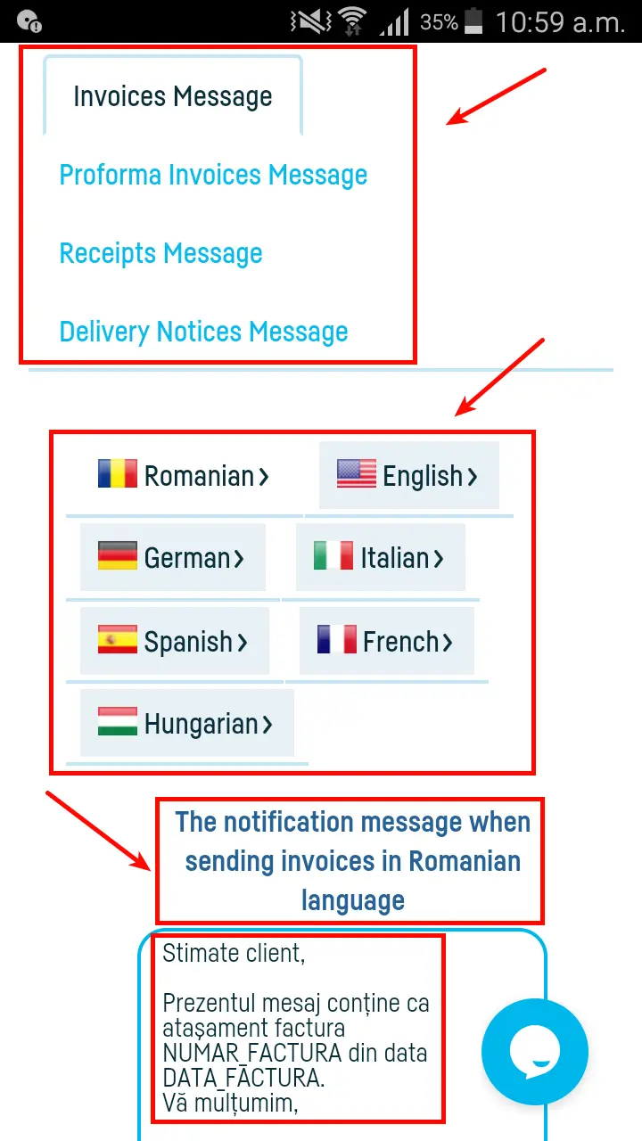 How do I define messages on e-mail sending? - step 4