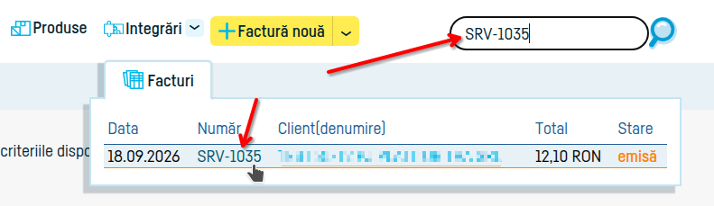 Cum stornez o factură? - pasul 2