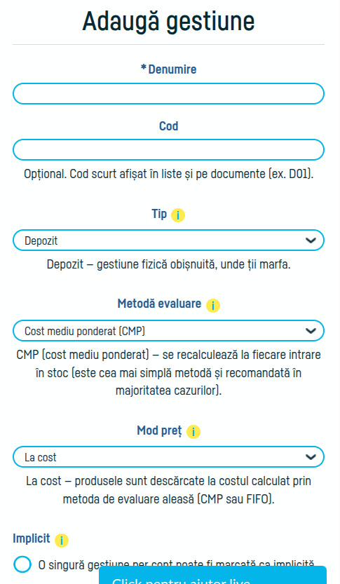Cum adaugi o gestiune - pasul 4