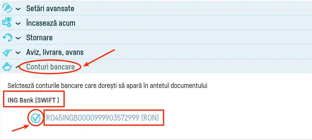 Cum selectez contul bancar pe factură? - pasul 1