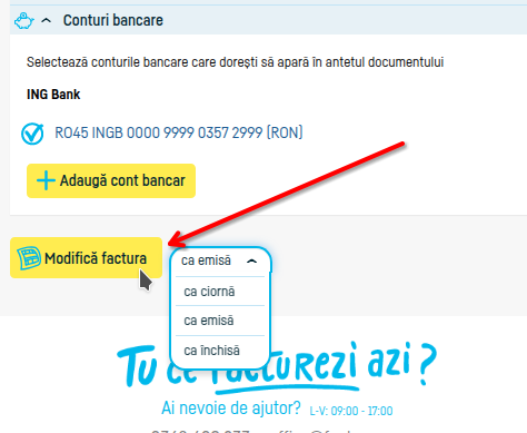Cum pot schimba datele de pe o factură salvată? - pasul 6