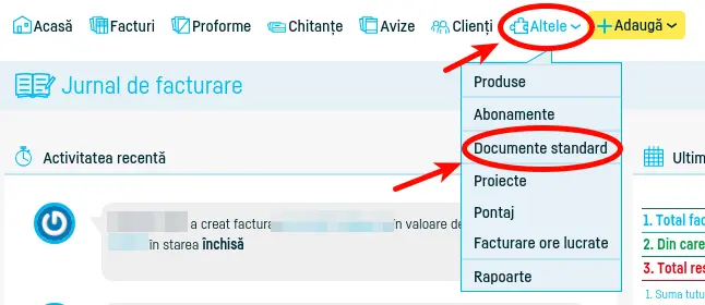 Generare document dintr-un model de document standard - pasul 1
