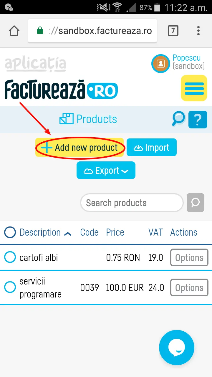 How do I add a new product / service? - step 2
