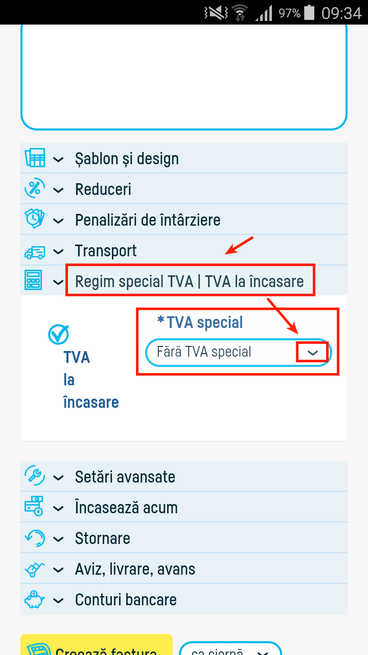 Cum adaug o factură cu TVA special? - pasul 1