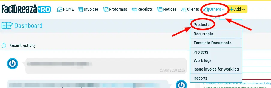 How do I import a product or services list? - step 1