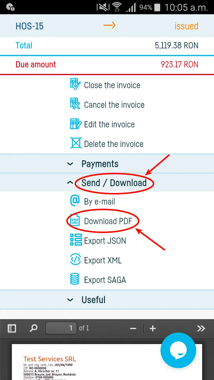 How do I print an invoice? - step 4