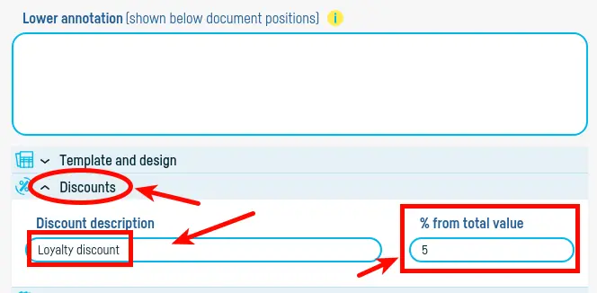 How can I enter discounts on the invoices? - step 1