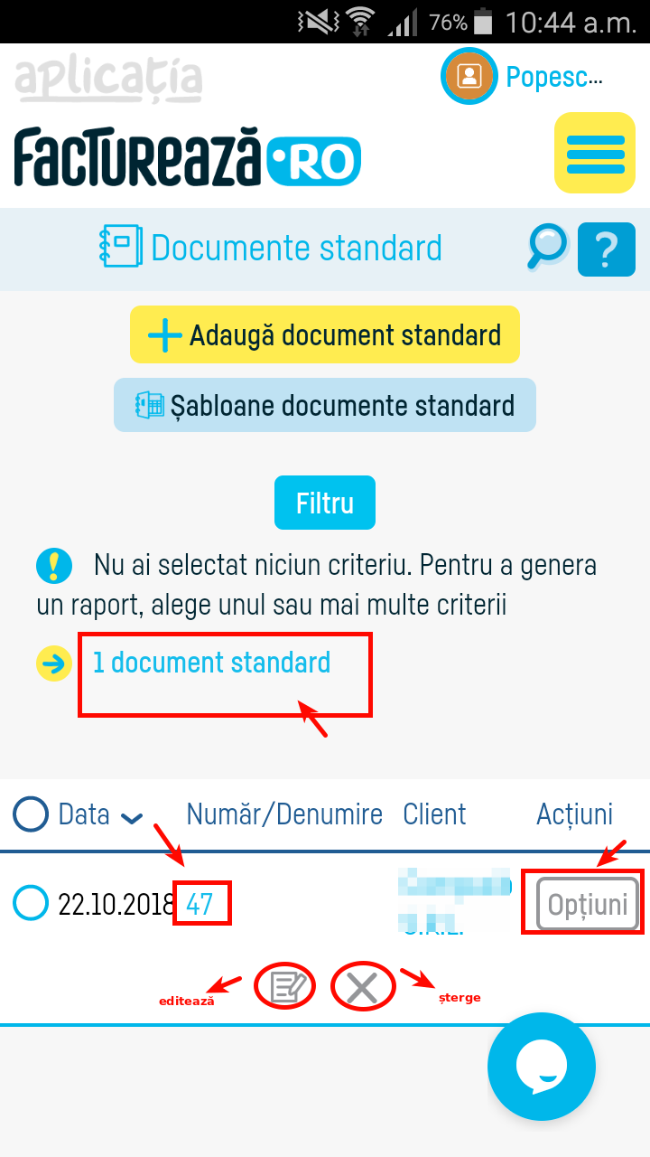 Generare document dintr-un model de document standard - pasul 6