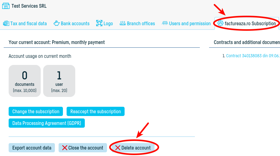 How do I delete my account and associated data? - pasul 4