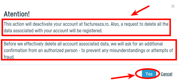 How do I delete my account and associated data? - pasul 5