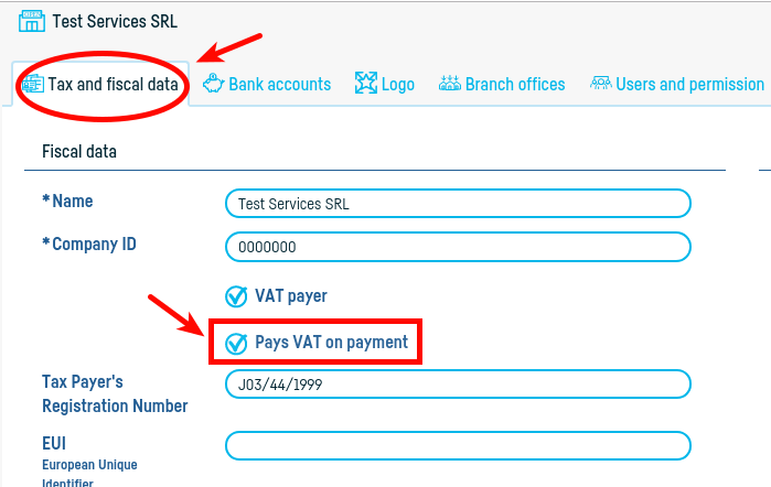 How do I enable 'Pays VAT on payment'? - pasul 2