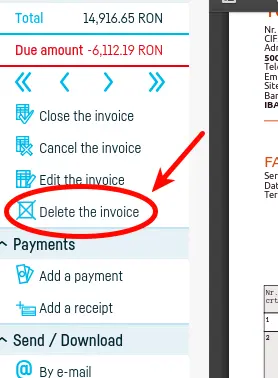 How do I delete an invoice? - step 3