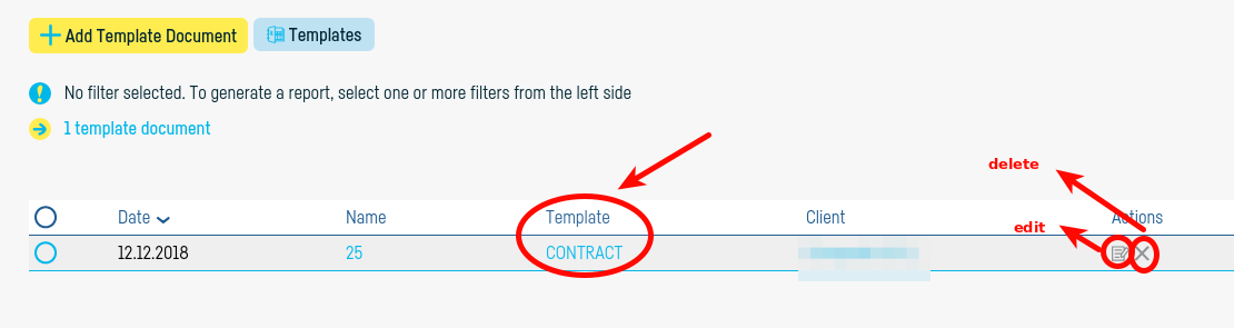 How do I define a standard document template? - pasul 6