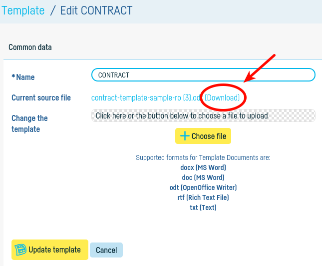 How do I define a standard document template? - pasul 7