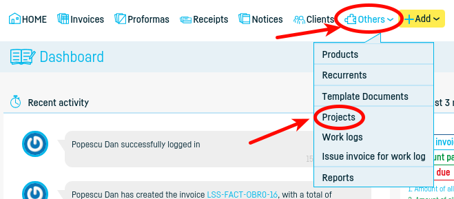 How do I add a work log project? - pasul 1