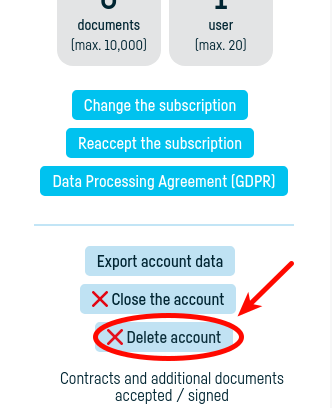 How do I delete my account and associated data? - pasul 3