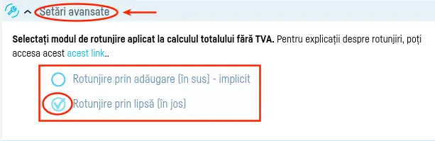 Modalitate de rotunjire la calculul totalului fără TVA - pasul 1