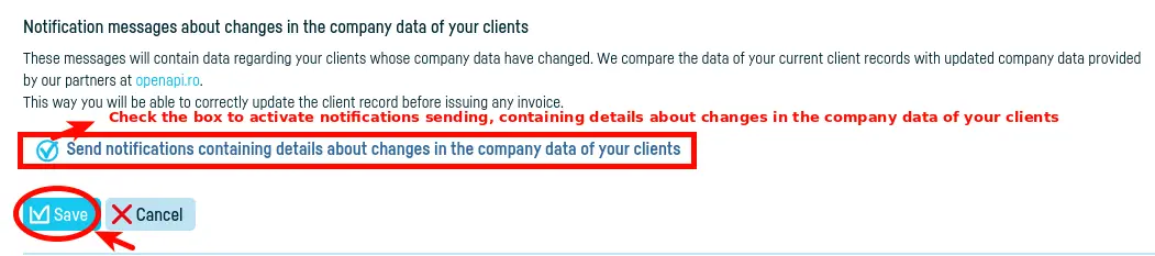 Notifications about changes in your client's data - step 3