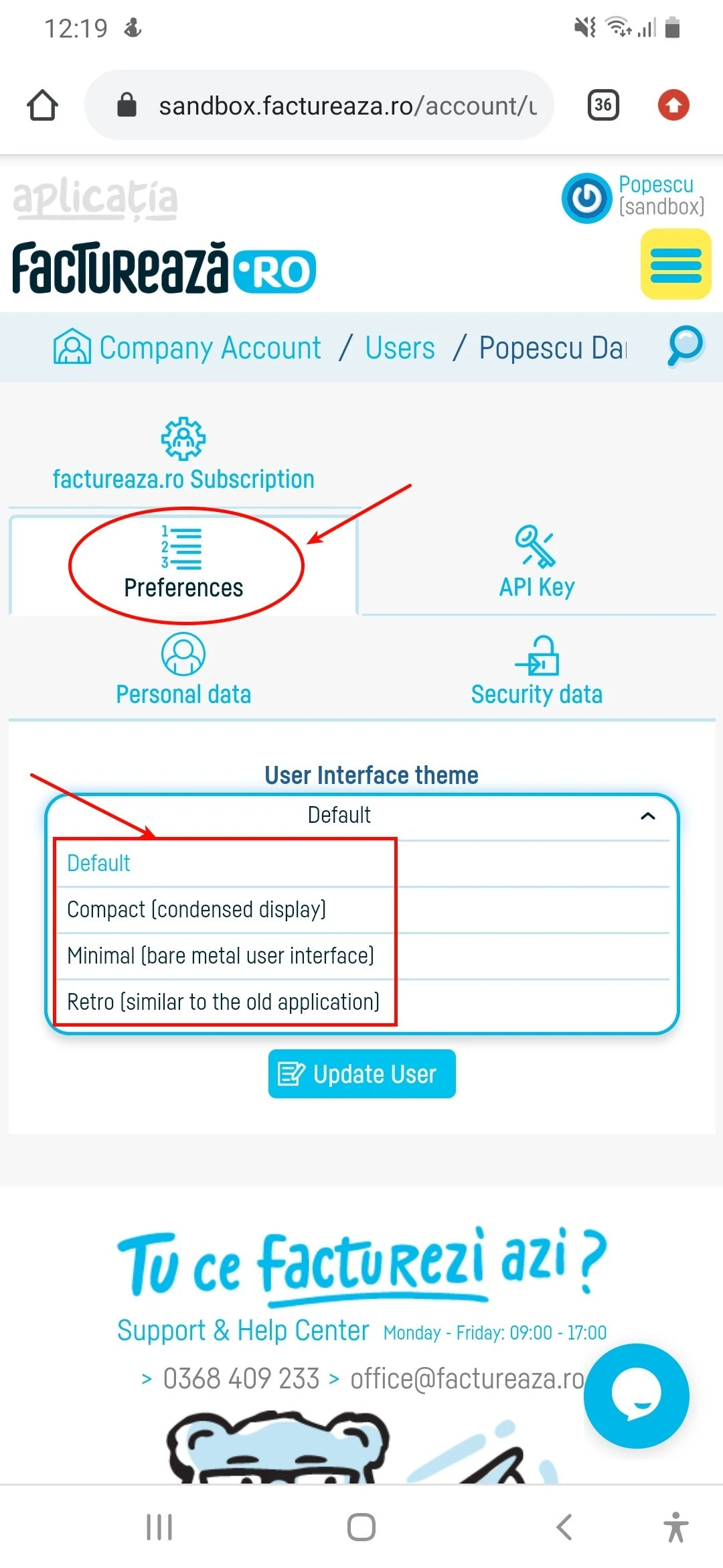 How do I change the interface theme? - step 2
