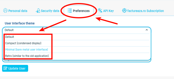 How do I change the interface theme? - pasul 2