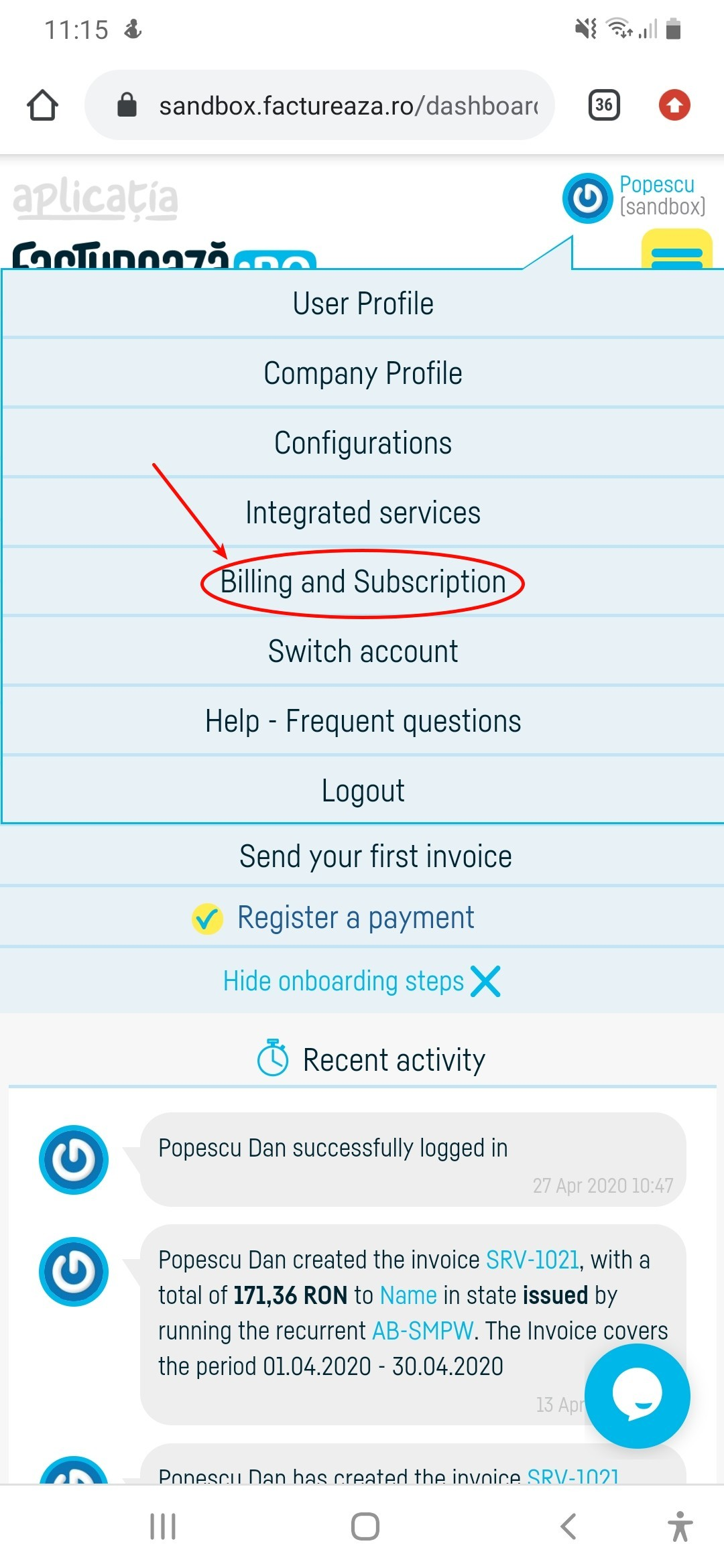 How do I switch to a free subscription? - pasul 2