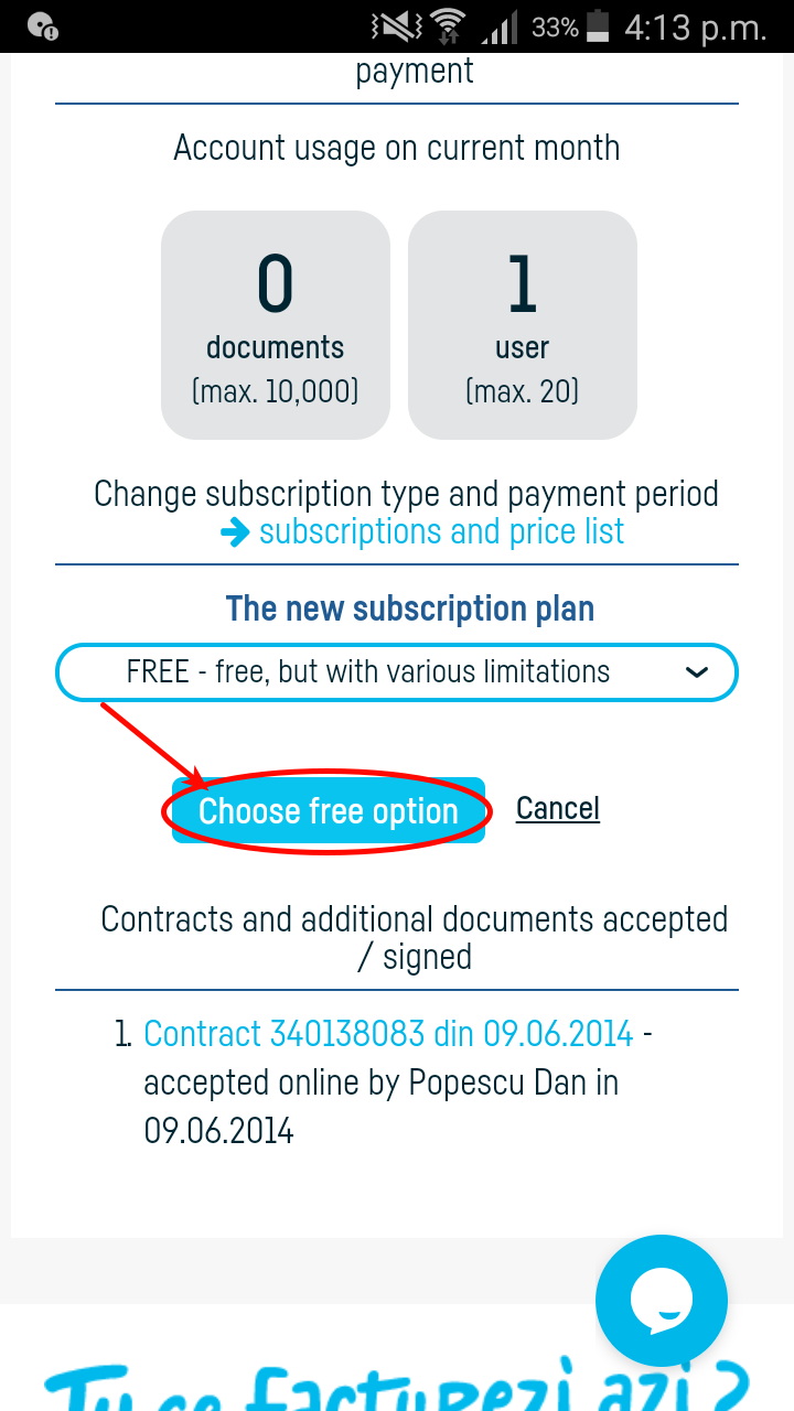 How do I switch to a free subscription? - pasul 5
