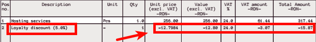 How can I enter discounts on the invoices? - pasul 2