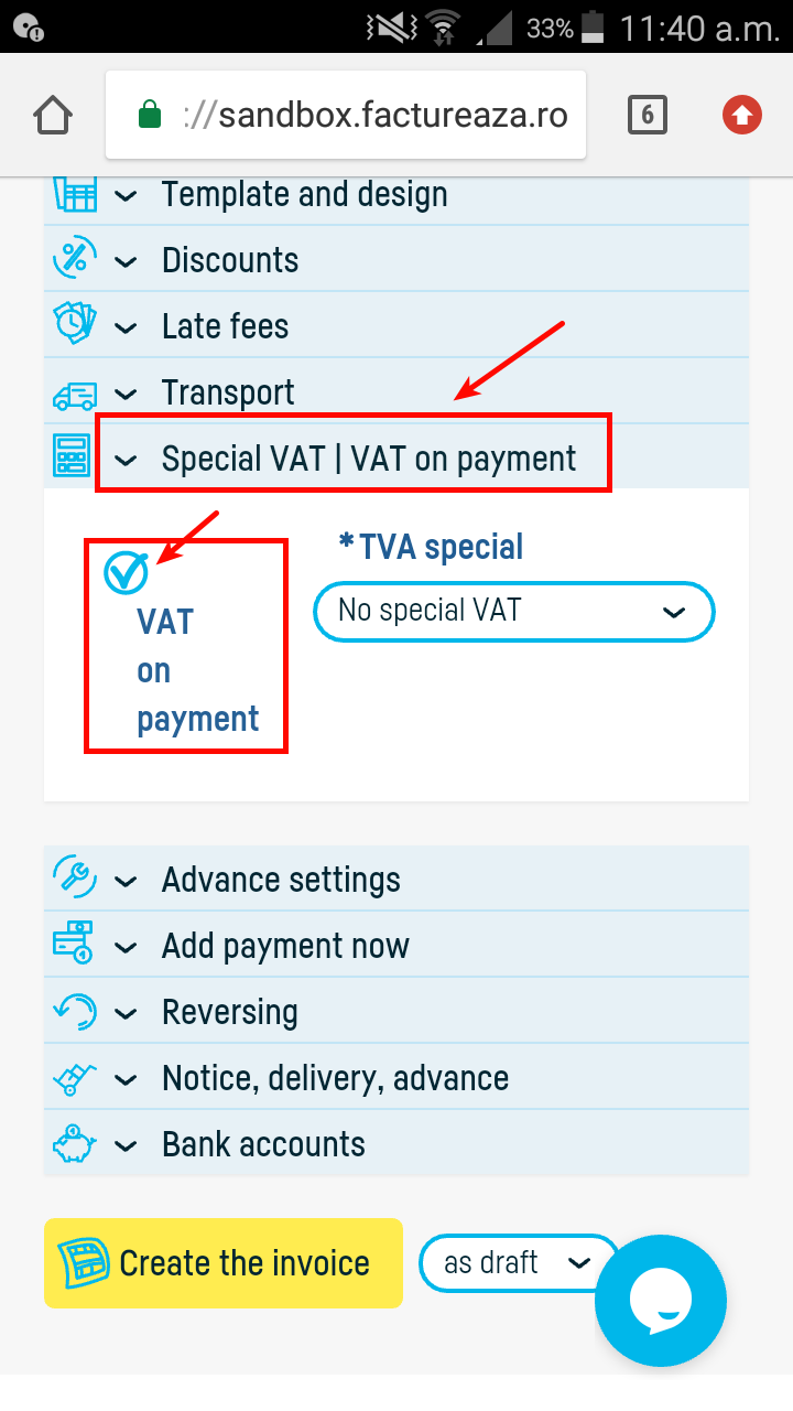 How do I enable 'Pays VAT on payment'? - pasul 4