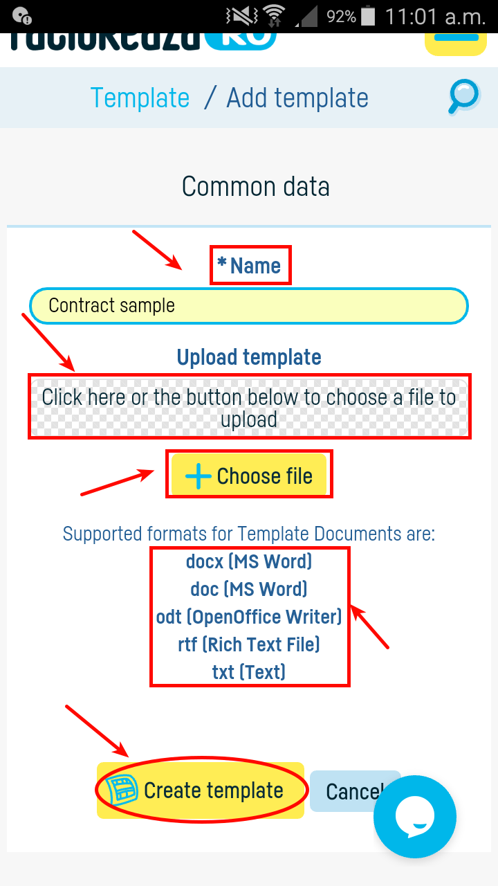 How do I define a standard document template? - pasul 3