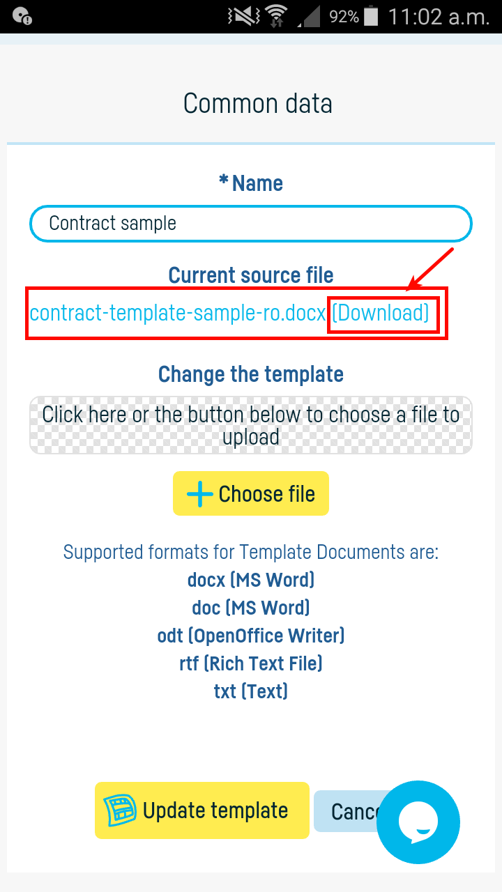 How do I define a standard document template? - pasul 5