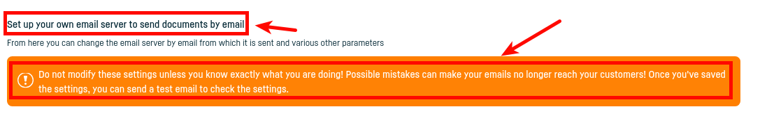 Advanced settings for sending documents by email - pasul 3