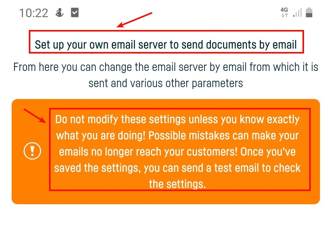 Advanced settings for sending documents by email - pasul 3