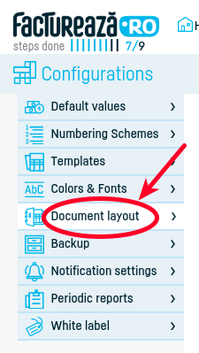 Document layout settings - pasul 2