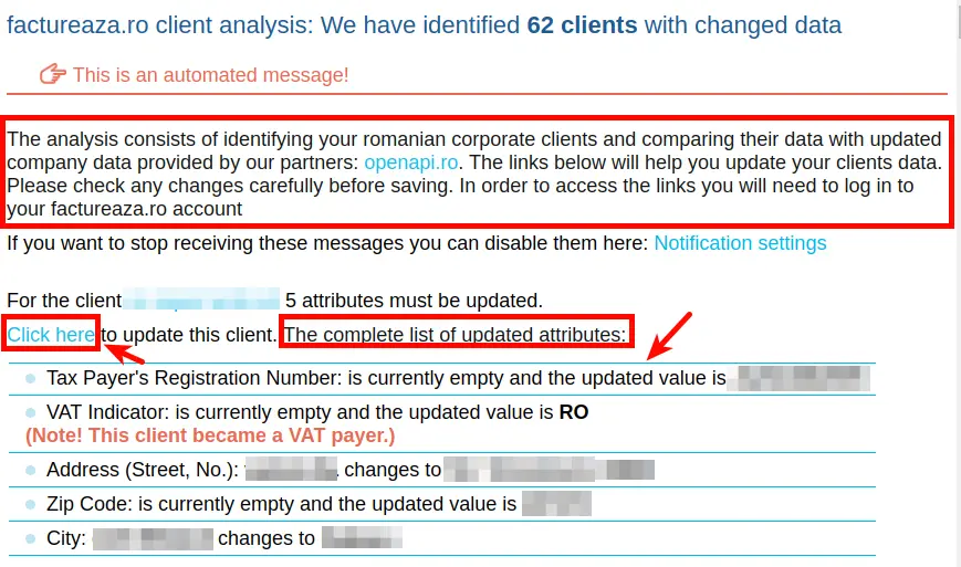 Notifications about changes in your client's data - step 4